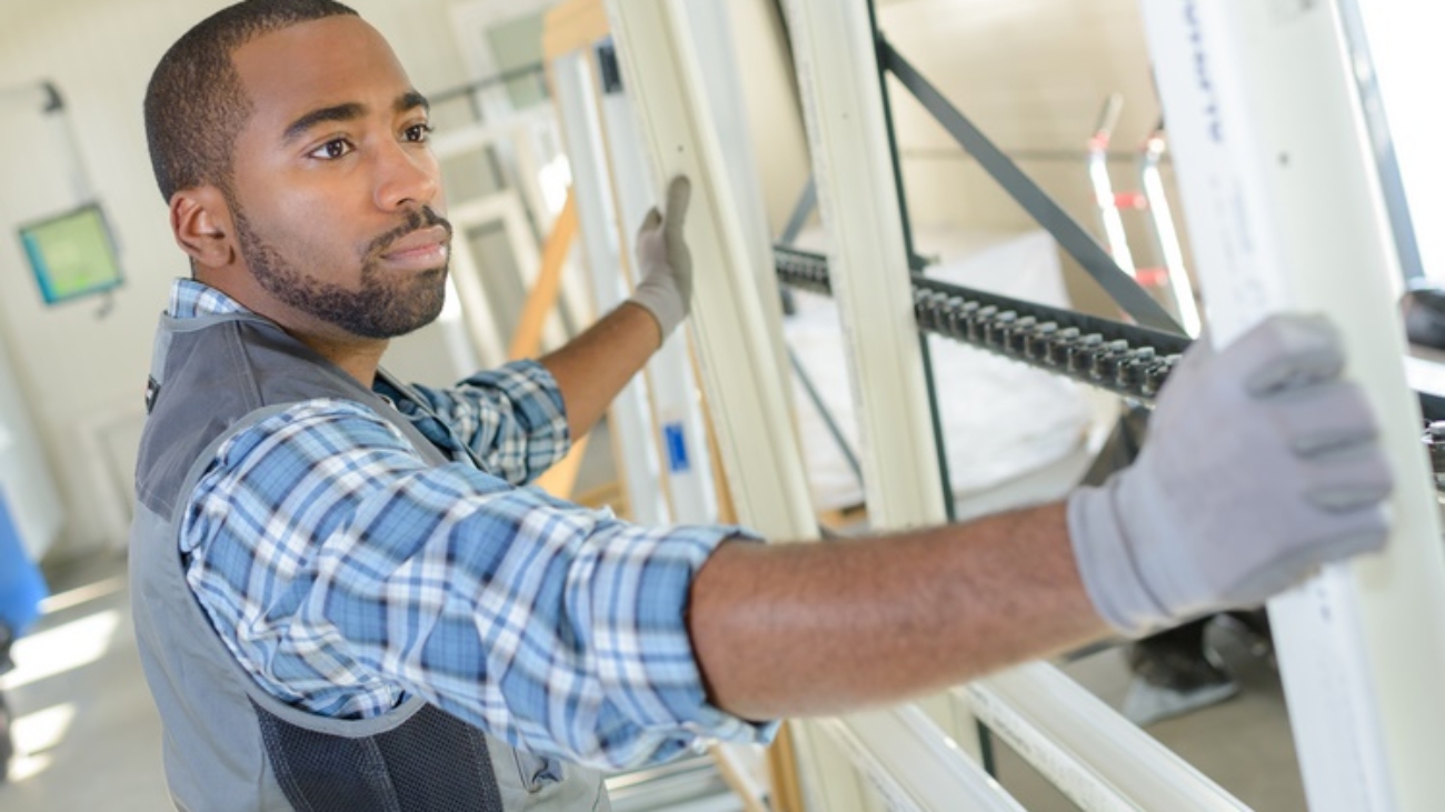 Man manufacturing upvc windows
